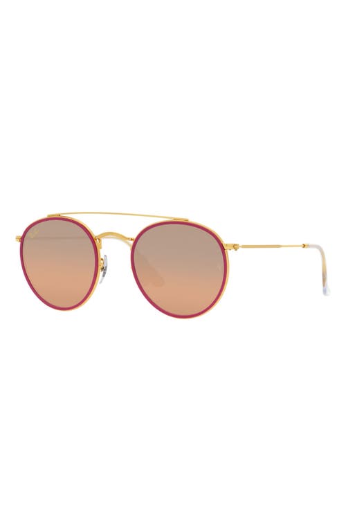 Shop Ray Ban Ray-ban 51mm Round Sunglasses In Legend Gold/pink Mirror