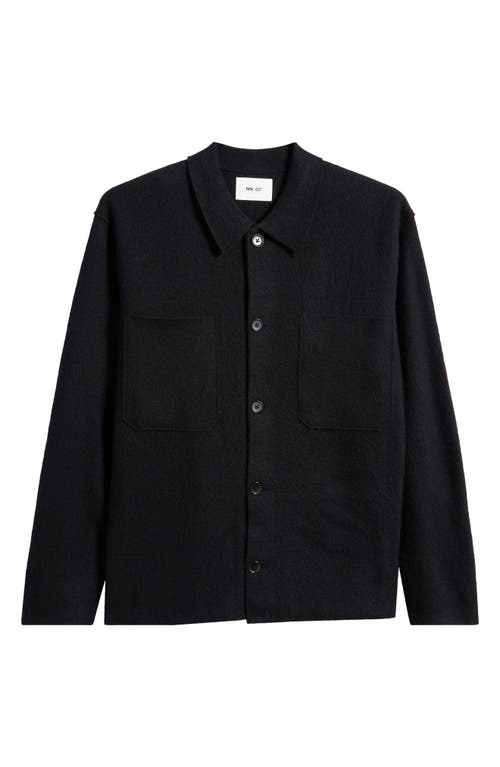 Shop Nn07 Jonas Boiled Wool Shirt Jacket In Black