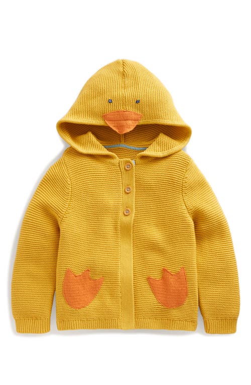 Mini Boden Kids' Duckling Embellished Hooded Cotton Cardigan in Honey Yellow Chick at Nordstrom, Size 6-7Y