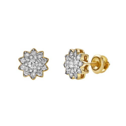 Luvmyjewelry Florana 10k Yellow Gold Cluster Diamond Unisex Earrings In 10k Yellow Gold