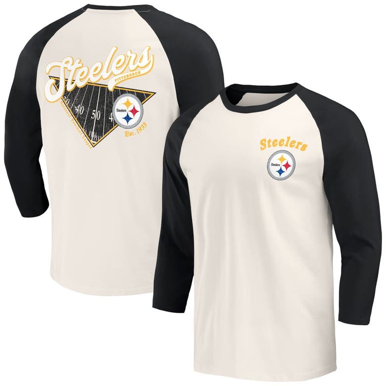 Darius Rucker Collection By Fanatics Black/white Pittsburgh Steelers Raglan 3/4 Sleeve T-shirt