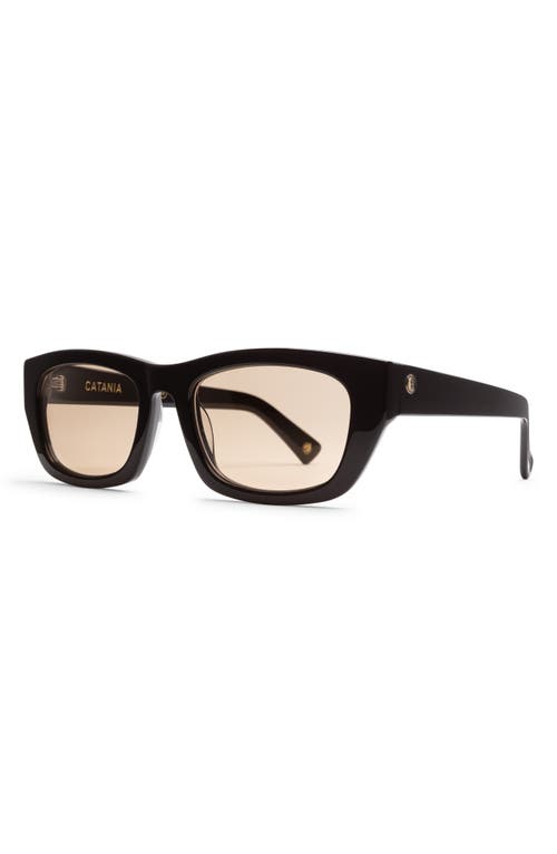 Shop Electric Catania 52mm Rectangular Sunglasses In Gloss Black/amber