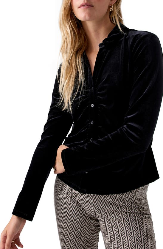 Sanctuary Dreamgirl Ruched Knit Shirt In Black