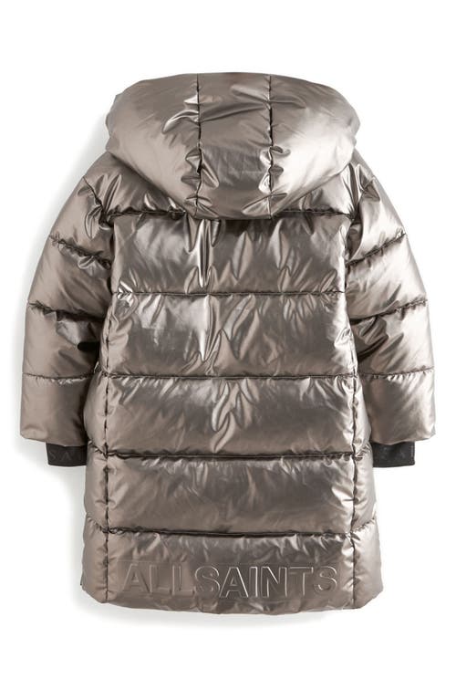 Shop Allsaints Sm By  Kids' Longline Hooded Puffer Jacket In Silver