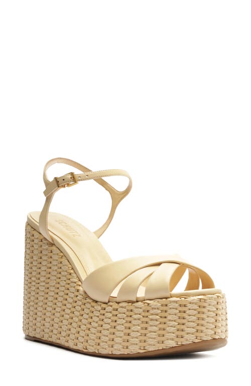 Schutz Keefa Ankle Strap Platform Wedge Sandal in Natural Nibs 