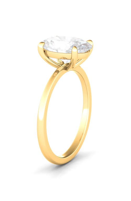 Shop Hautecarat Oval Cut Lab Created Diamond Ring In 3.00 Ctw 18k Yellow Gold