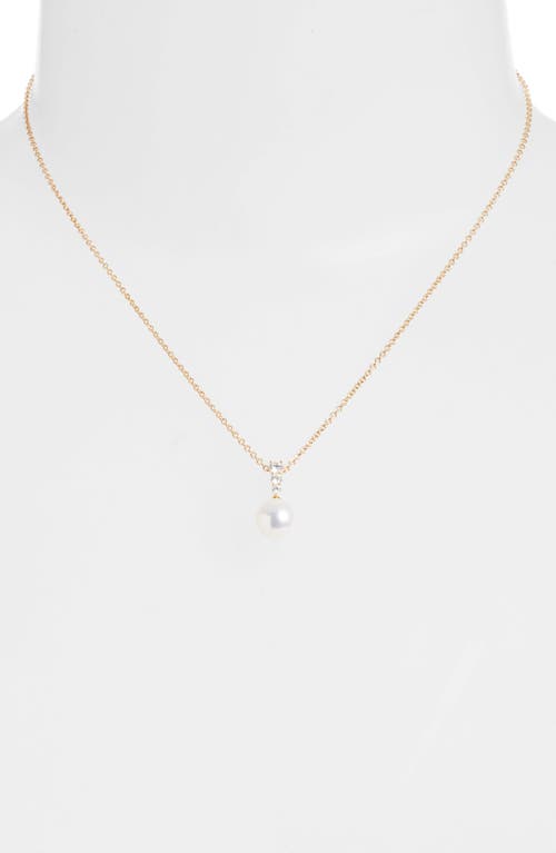Mikimoto Morning Dew Akoya Pearl & Diamond Pendant Necklace In Yellow Gold/diamond/pearl