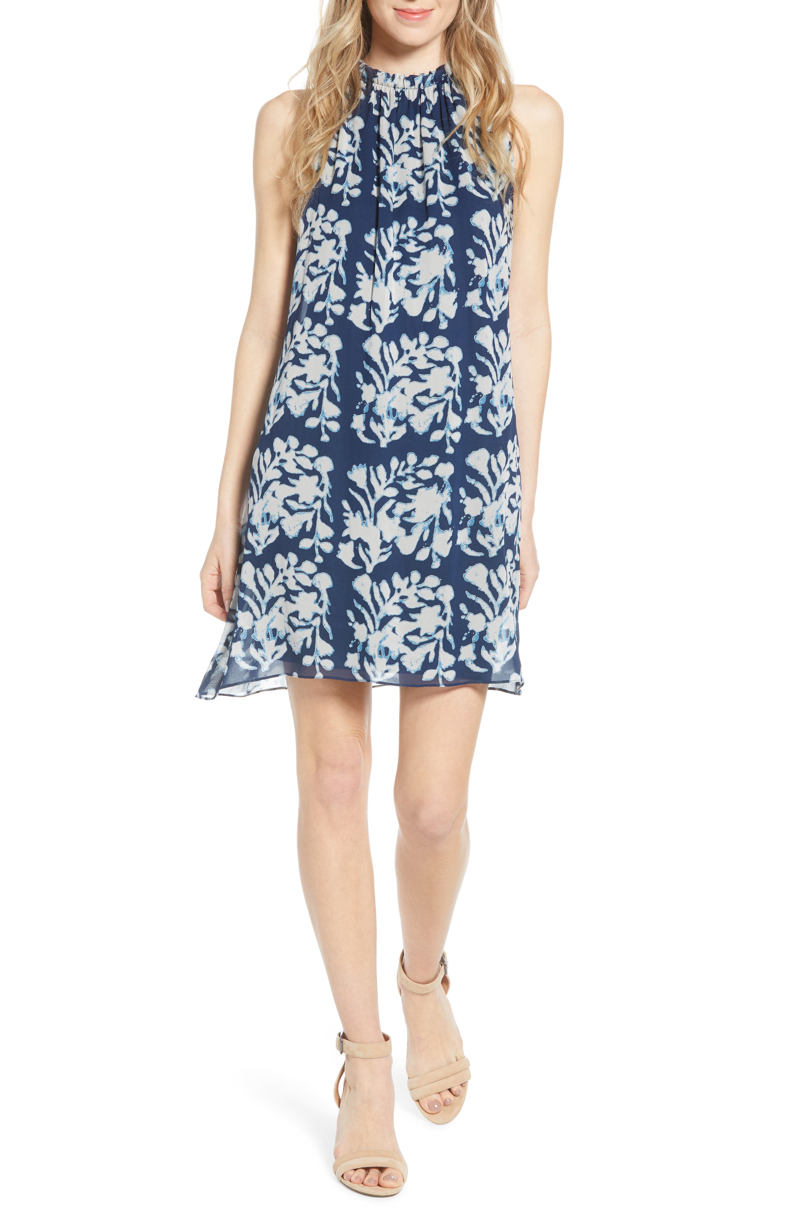 Bailey 44 Andros Batik Sleeveless Shift Dress, Blue