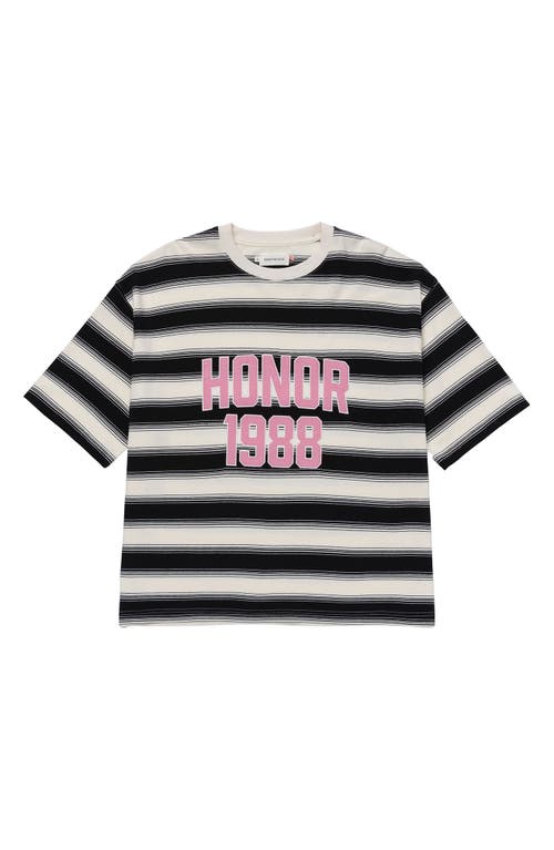 Shop Honor The Gift 1988 Logo Appliqué Box Stripe T-shirt In Black