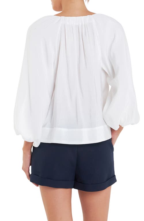 English Factory Gathered Front Button Top In Off White