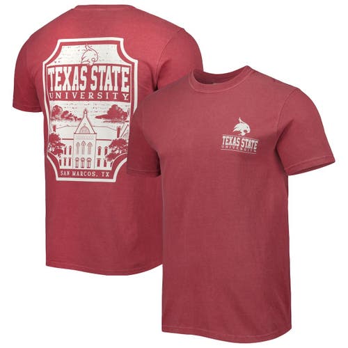 IMAGE ONE Men's Maroon Texas State Bobcats Logo Campus Icon T-Shirt