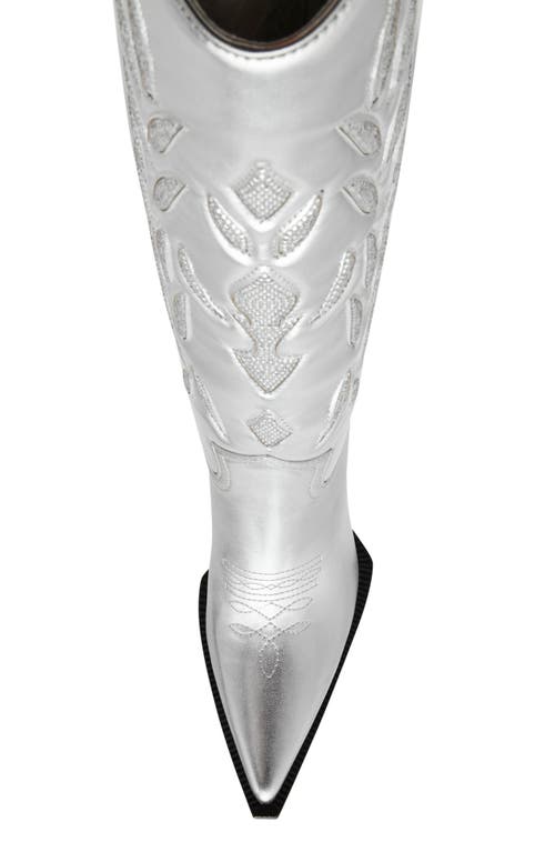 Shop Steve Madden Kinzee Pointed Toe Western Boot In Silver