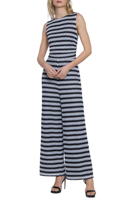 Shop Donna Morgan For Maggy Zigzag Sleeveless Jumpsuit In Black/white