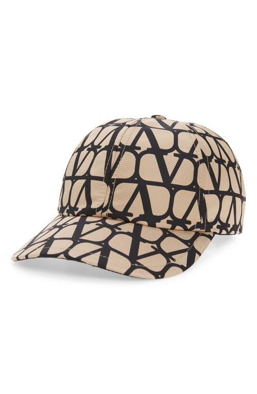 Valentino Garavani Vlogo Toile Iconographe Faille Baseball Cap In E21 Beige/nero