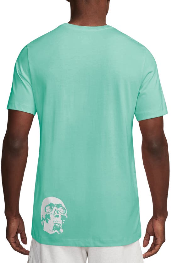 Shop Jordan Flight Skull Graphic T-shirt In Emerald Rise/ Black/ White