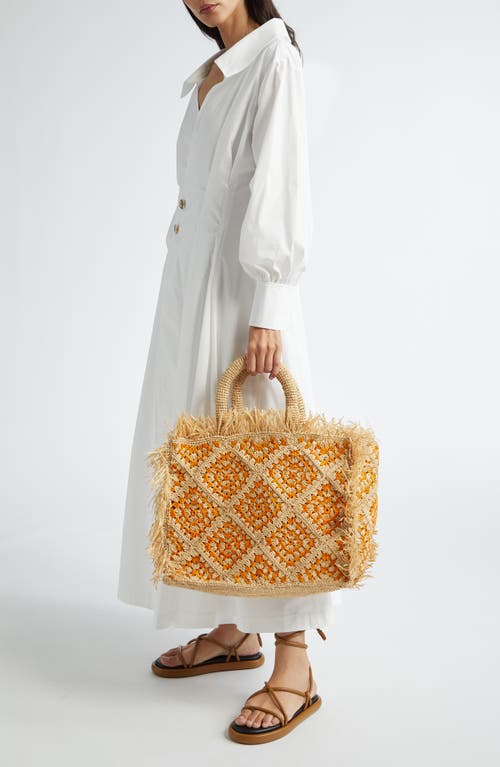 Shop Eilaf Najoom Crochet Raffia Tote In Orange