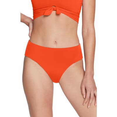 Robin Piccone Ava High Waist Bikini Bottoms, Orange