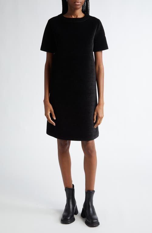 Shop Moncler Short Sleeve Velvet Shift Dress In Black