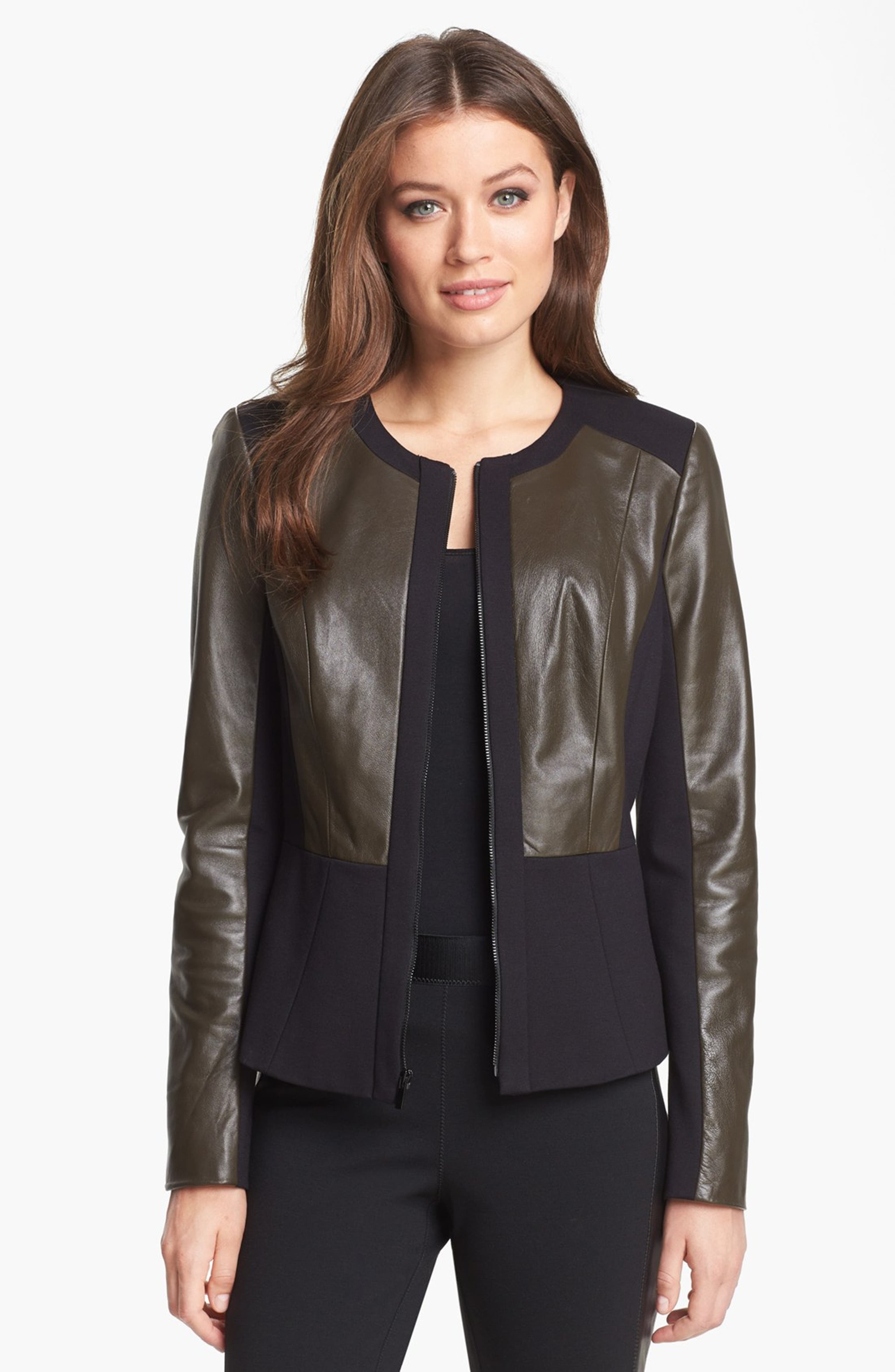 Classiques Entier® Ponte & Leather Zip Jacket | Nordstrom