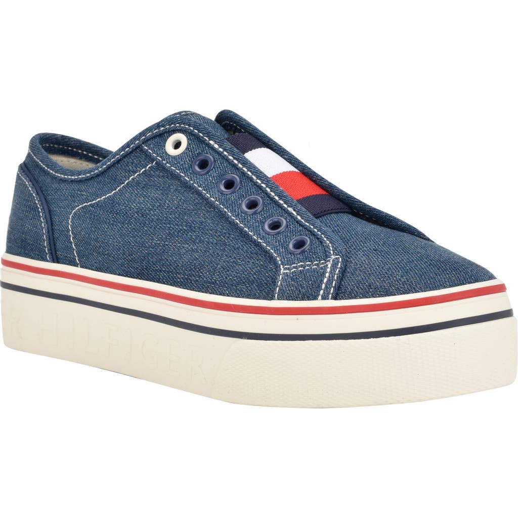 Shop Tommy Hilfiger Balie Slip-on Platform Sneaker In Medium Blue 420