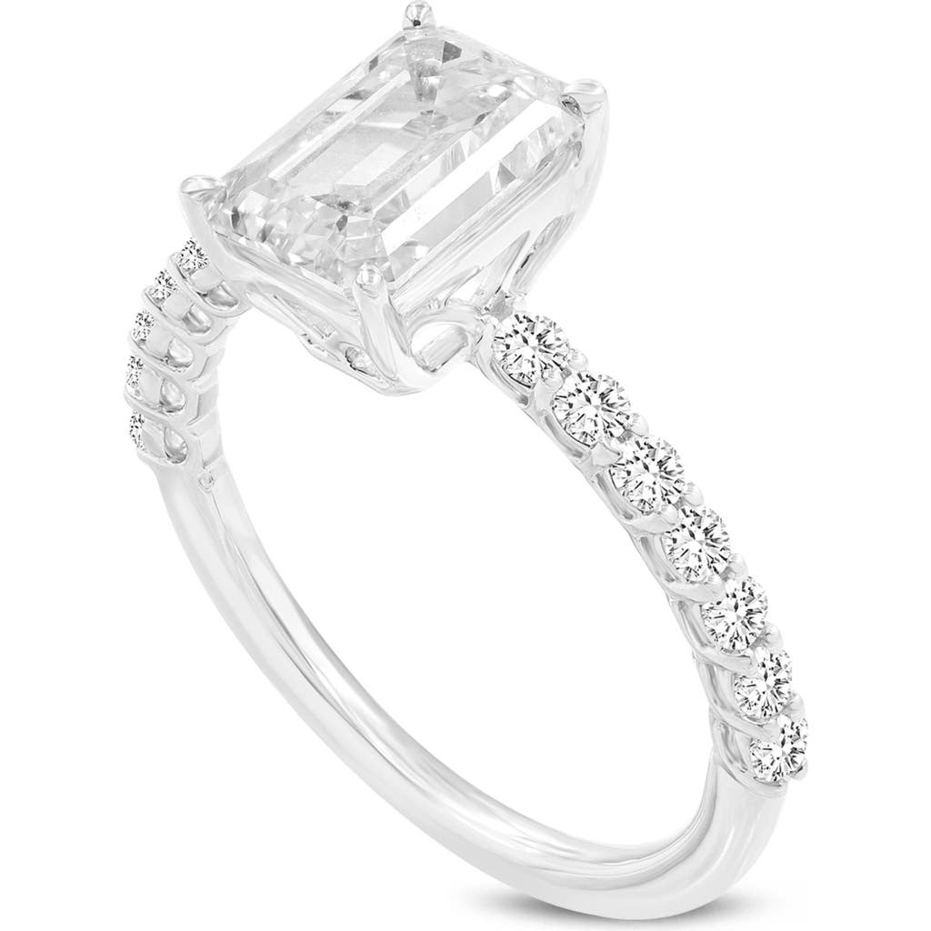 Luvmyjewelry Calista 14k White Gold Emerald Cut Lab Grown Diamond Engagement Ring In 14k White Gold