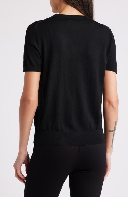 Shop Theory Regal Short Sleeve Wool Sweater In Black