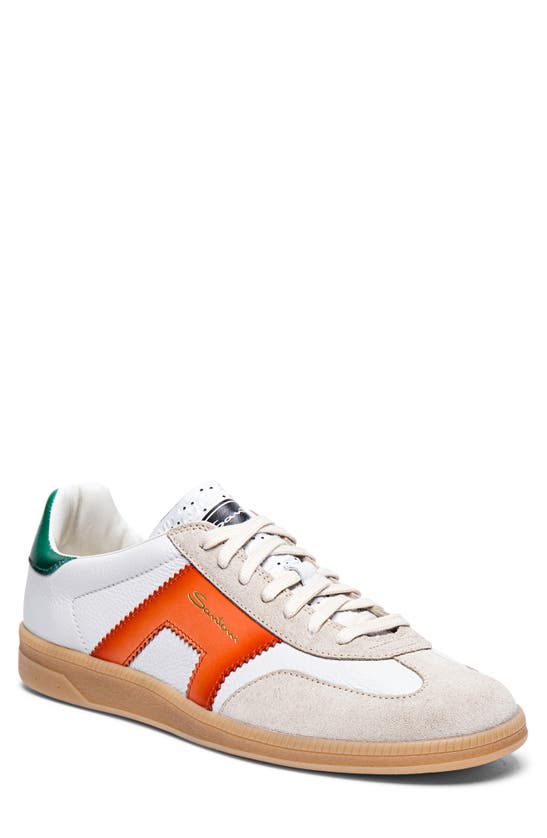 Santoni Dbs Sneakers With Contrast Panel And Rubber Sole In White