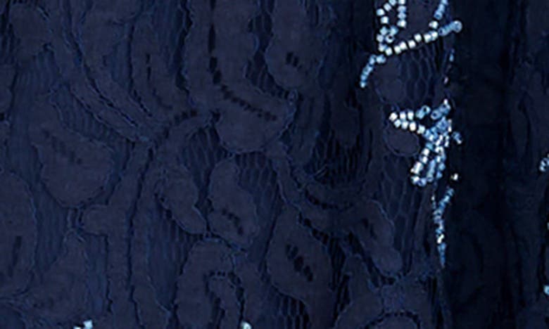 Shop Dress The Population Saxon Beaded Lace Halter Minidress In Navy Multi