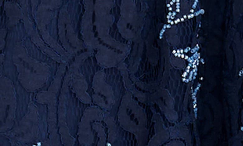 DRESS THE POPULATION DRESS THE POPULATION SAXON BEADED LACE HALTER MINIDRESS