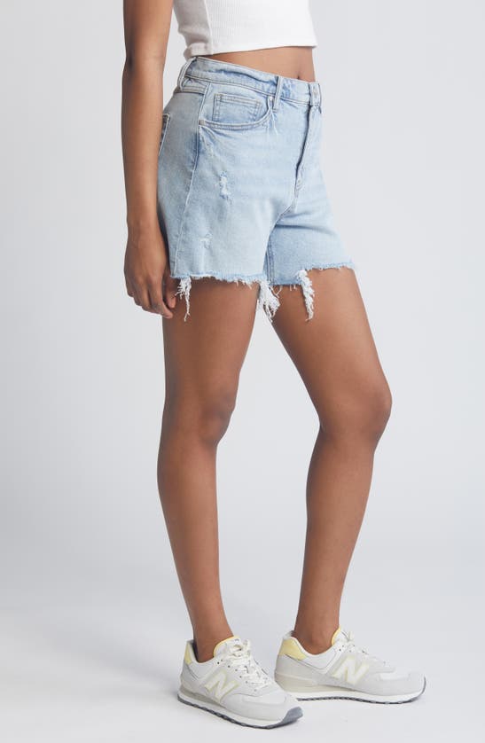 1822 Denim Dad Distressed High Waist Denim Cutoff Shorts In Joyce