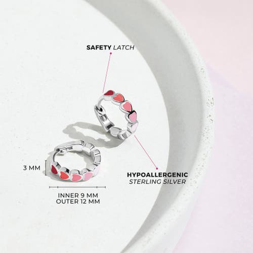 Shop In Season Jewelry Heart Cascade Huggie Hoops In Red