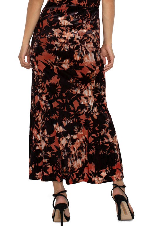 Shop Liverpool Floral Print Maxi Skirt In Fire Opal Burnout