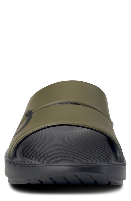 Shop Oofos Ooahh Sport Slide Sandal In Tactical Green