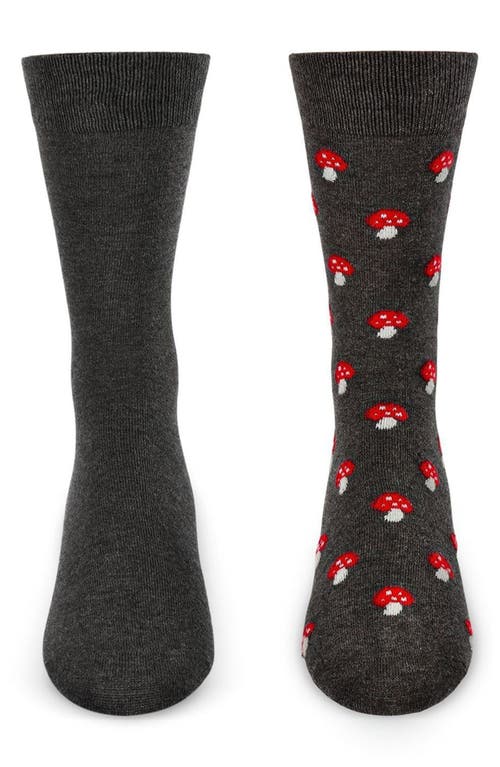 Memoi Assorted 2-pack Crew Socks In Dark Gray Heather