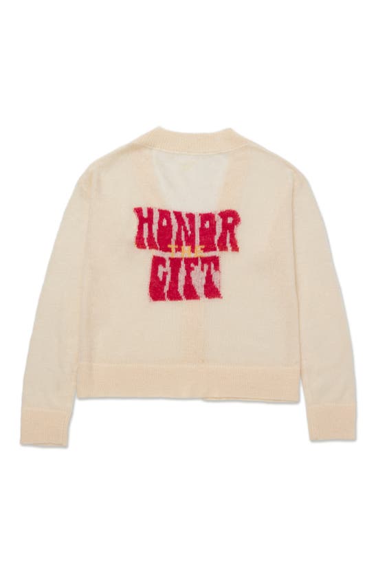 Shop Honor The Gift Semisheer Logo Cardigan In Bone