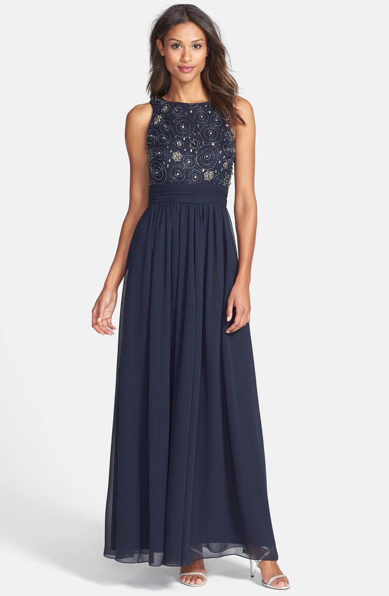 JS Collections Beaded Bodice Chiffon Gown | Nordstrom