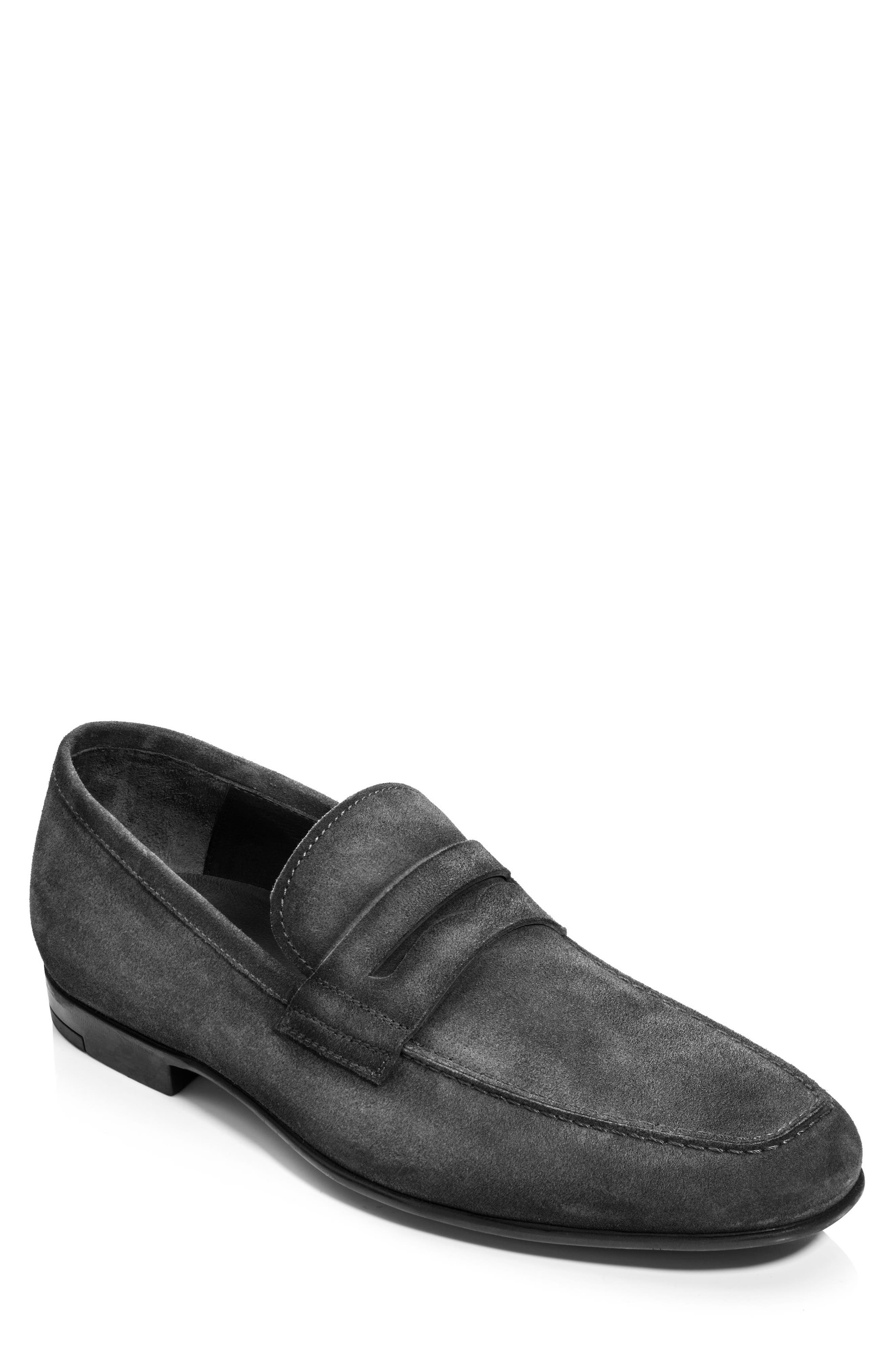 grey penny loafers