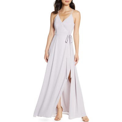 Wayf The Angelina Slit Wrap Gown, Purple