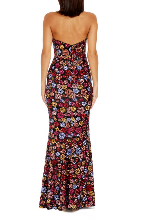 Shop Dress The Population Janelle Floral Sequin Gown In Black Multi