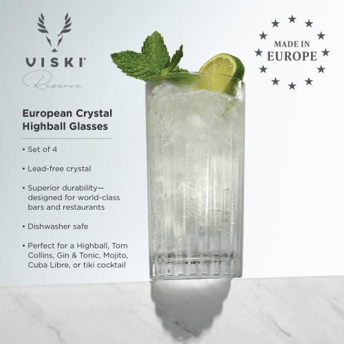 Viski Reserve Milo Crystal Highball Glasses Set Of 4 In Clear
