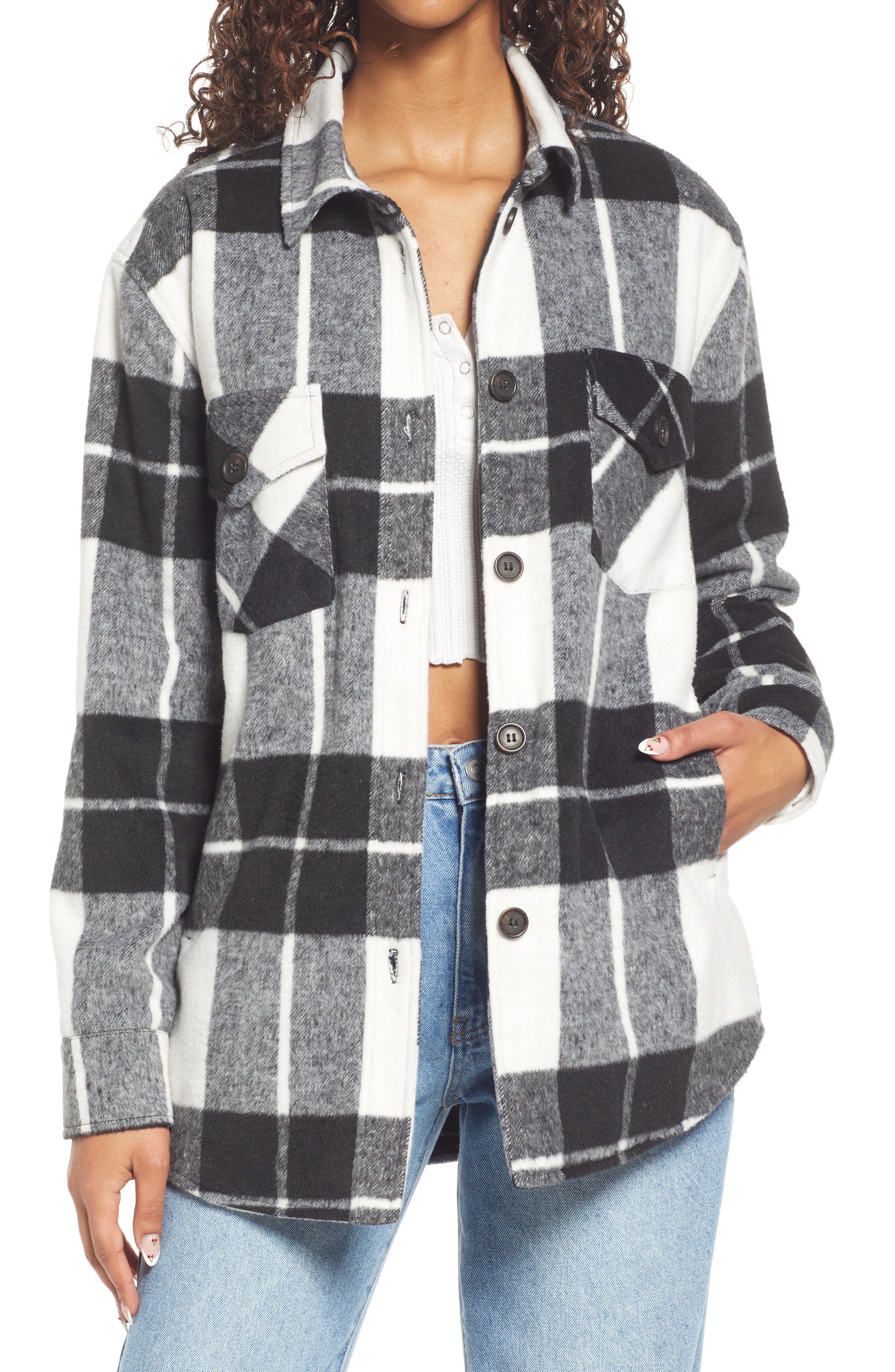 Womens Cotton Flannel Shirt Jacket