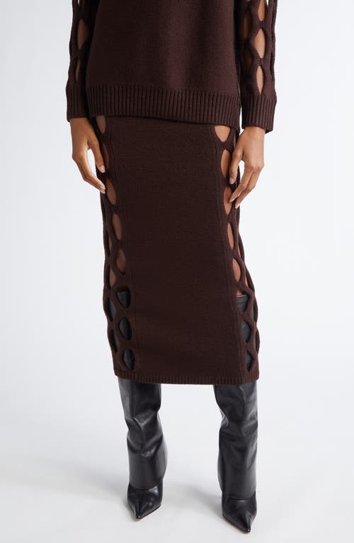 Diotima Steer Side Cutout Maxi Sweater Skirt in Coffee 