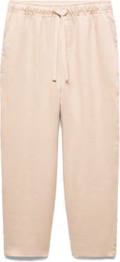 MANGO Drawstring Linen Pants