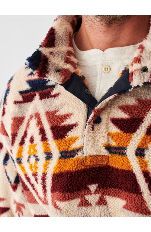 Faherty X Lehi Thundervoice Eagle High Pile Fleece Popover Jacket In Snowy Ridge
