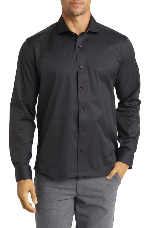 DRYTOUCH Performance Sateen Button-Up Shirt in Black