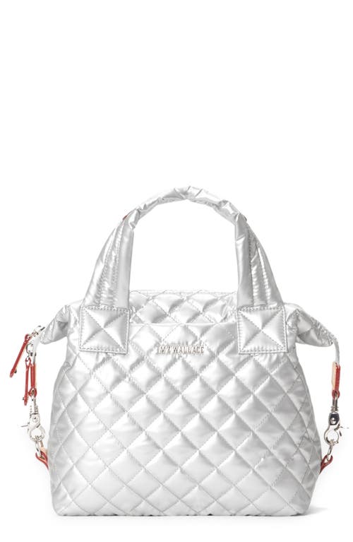 Shop Mz Wallace Small Sutton Deluxe Tote In Matte Silver