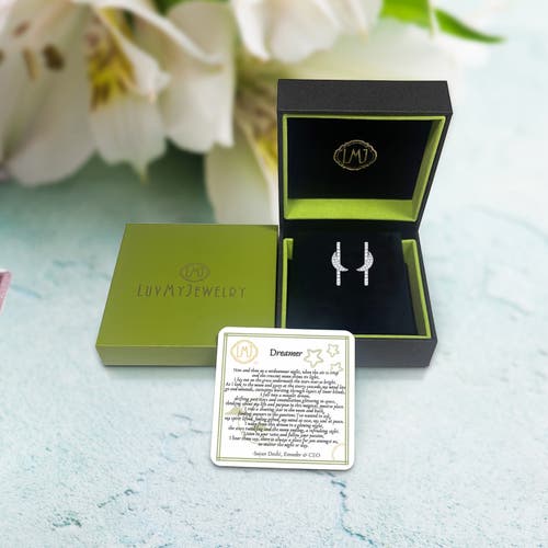 Luvmyjewelry Moonlit Diamond Ear Cuffs In Sterling Silver In Silver