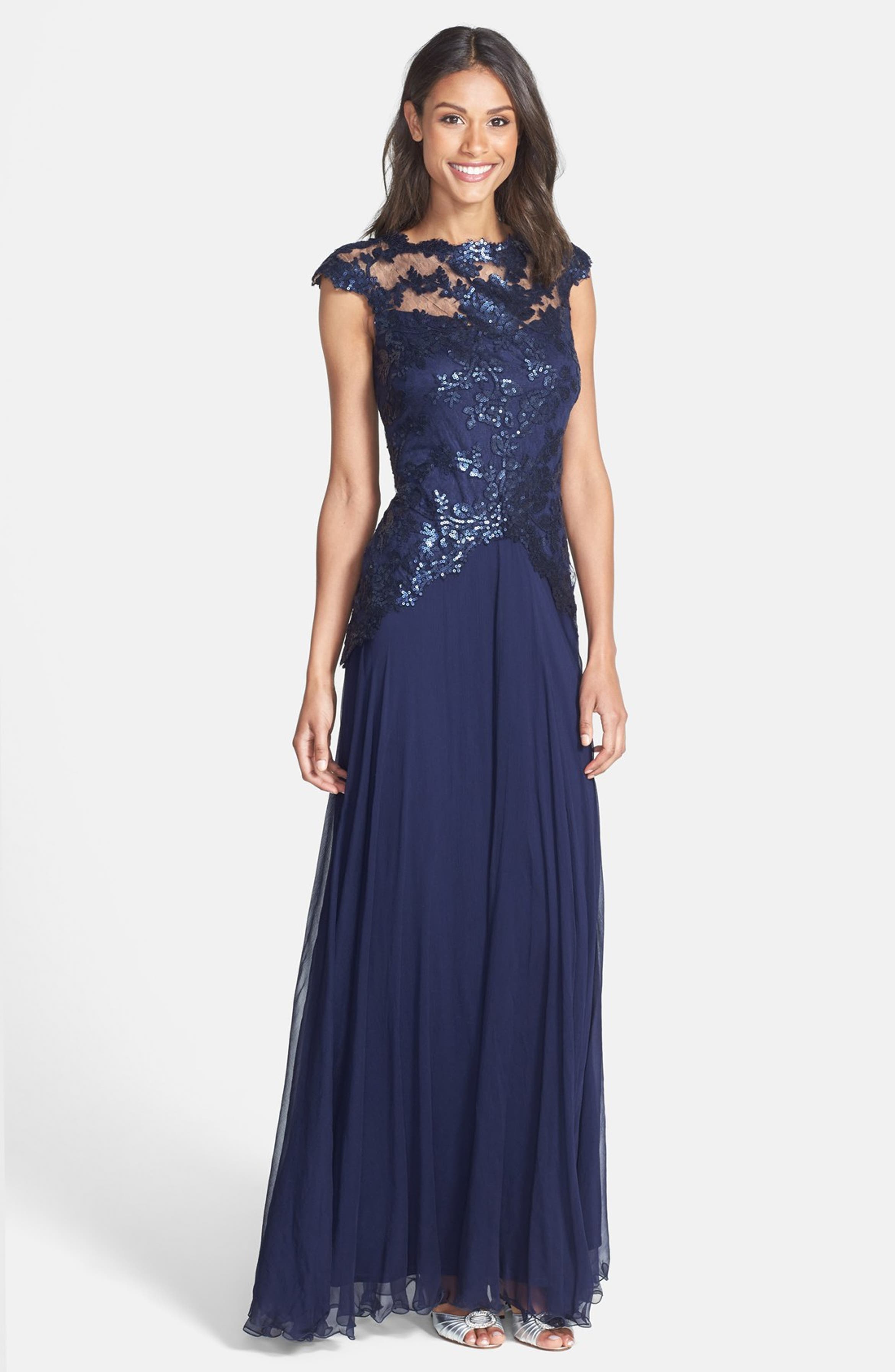 Tadashi Shoji Embroidered Bodice Tulle Gown | Nordstrom