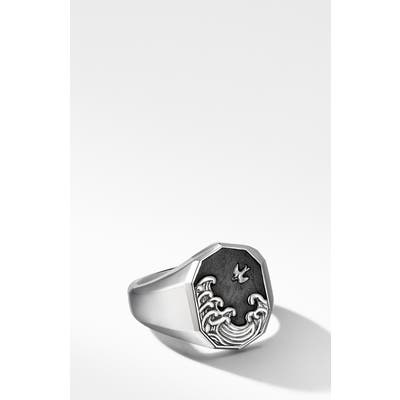 David Yurman Waves Signet Ring With Forged Carbon