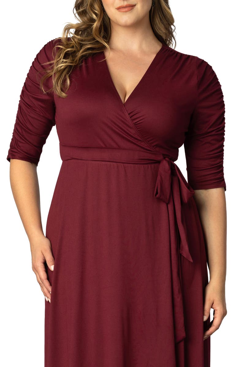Kiyonna Meadow Dream Wrap Maxi Dress, Alternate, color, Burgundy